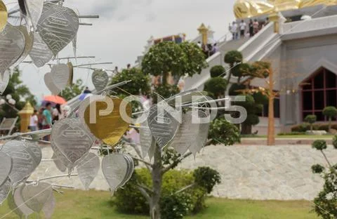 Golden leaf for worship in the temple. Stock Photos