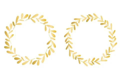 Golden leafy circular frames, vector illustration. Illustrazione stock