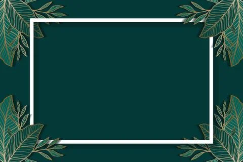 Golden leaves linear design background with frame. abstract background Stock Illustration