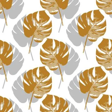Golden leaves pattern background Stock Illustration