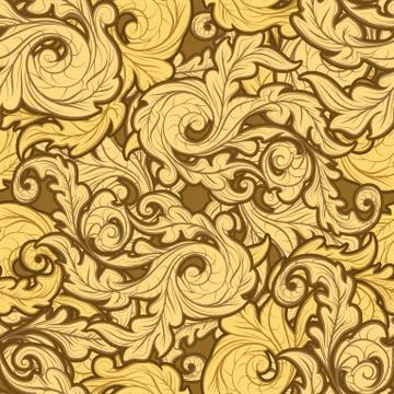 Golden Leaves Pattern Illustrazione stock