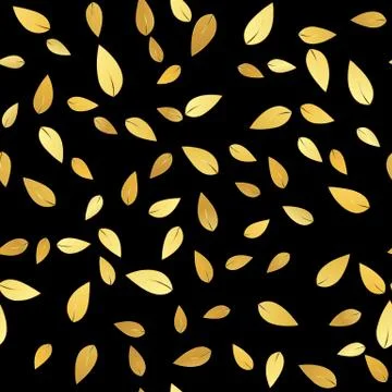 Golden Leaves Seamless Pattern Background Vector Illustration Illustrazione stock