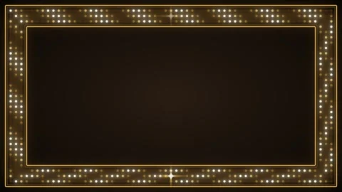 Golden led marquee frame background, with glowing lights, for event present.. Stock Footage 344858747