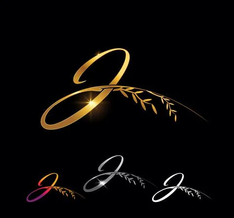 Golden Letter J Monogram Initial Sign Stock Illustration