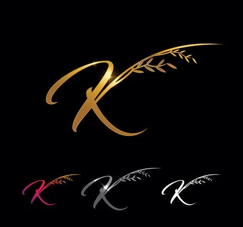 Golden Letter K Monogram Initial Sign Stock Illustration