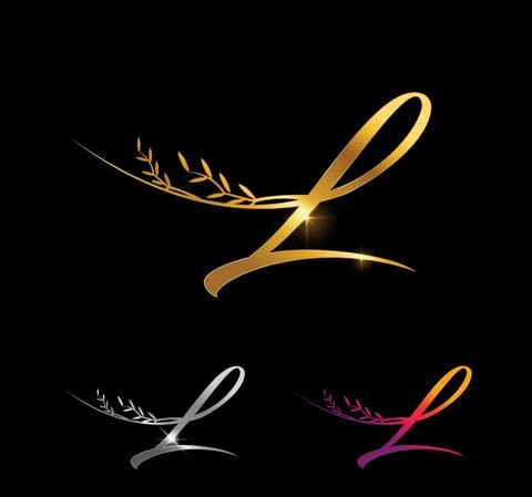 Golden Letter L Monogram Initial Sign Stock Illustration