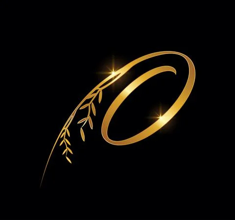 Golden Letter O Monogram Initial Sign Stock Illustration