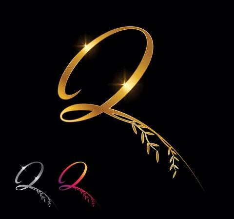 Golden Letter Q Monogram Initial Sign Stock Illustration