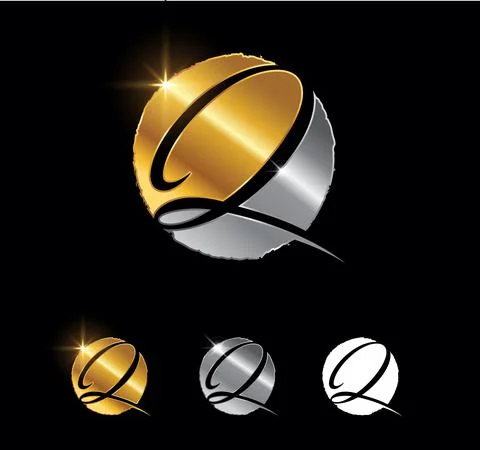 Golden Letter Q Monogram Initial Sign Stock Illustration