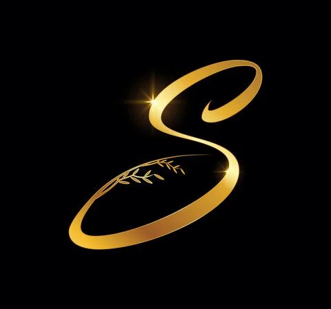 Golden Letter S Monogram Initial Sign Stock Illustration