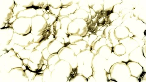 Golden light background. Design.Large dense bubbles in 3d format flash in Illustrazione stock