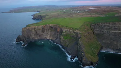 Golden Light Bathes Cliffs of Moher in Ireland&amp;#039;s Coastal Beauty Stock Footage 331810785