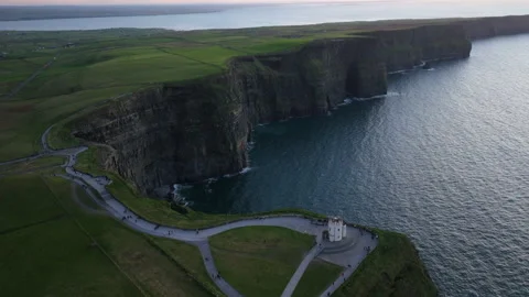 Golden Light Bathes Cliffs of Moher in Ireland&amp;#039;s Coastal Beauty Stock Footage 331811260