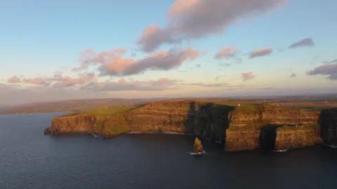 Golden Light Bathes Cliffs of Moher in Ireland&amp;#039;s Coastal Beauty Stock Footage 331825178