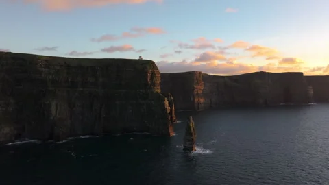 Golden Light Bathes Cliffs of Moher in Ireland&amp;#039;s Coastal Beauty Stock Footage 331826497