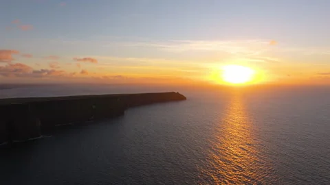 Golden Light Bathes Cliffs of Moher in Ireland&amp;#039;s Coastal Beauty Stock Footage 331826846