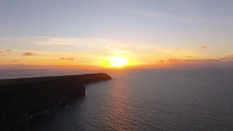 Golden Light Bathes Cliffs of Moher in Ireland&amp;#039;s Coastal Beauty Stock Footage 331827545