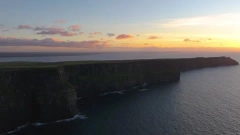 Golden Light Bathes Cliffs of Moher in Ireland&amp;#039;s Coastal Beauty Stock Footage 331828164