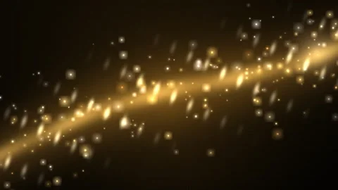 Golden Light Beam with Floating Particles Moving on Dark Background Video stock 347653241
