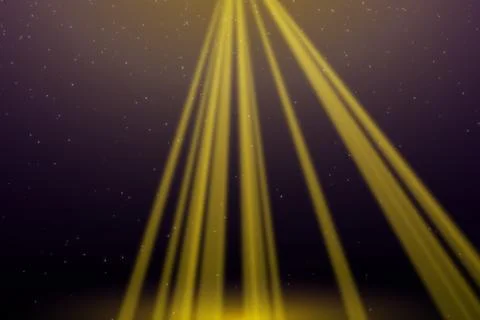 Golden Light Beams Converging on Dark Purple Background Stock Illustration