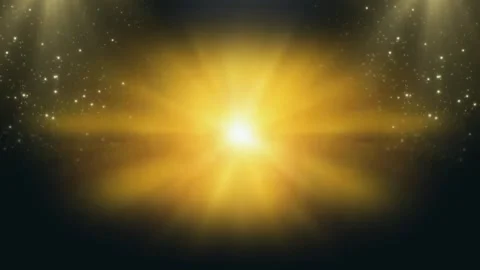 Golden light burst with floating particles. Abstract glowing background with Vídeo Stock 339992316