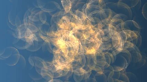 Golden light circles on blue background create dynamic visual effect Stock Illustration