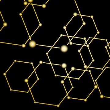 Golden light connected dots abstract background Stock Illustration
