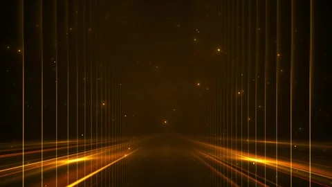 Golden light corridor background glowing lines, bright floor beams, dark depth, Stock Footage 340477848