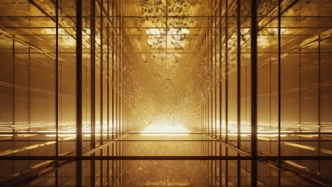 Golden Light Corridor Reflection, Seamless Loop Stock Footage 319075547