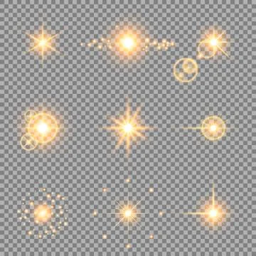 Golden light effects set Stock Illustration