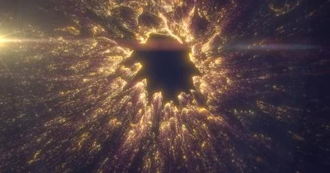 Golden light explosion with rays and textured illumination in dark space, c.. Stock Photos