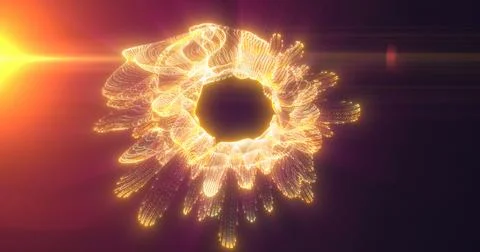 Golden light explosion with rays and textured illumination in dark space, cre Foto stock