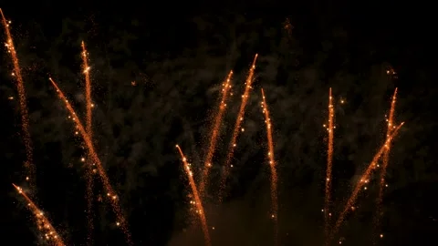 Golden light firework celebration background new year. Celebration sparkle Stock Footage 163239040