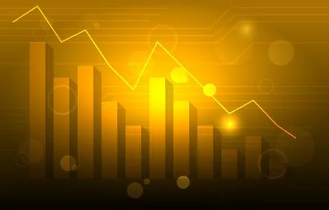 Golden Light Negative Bar Graph Chart Depreciation Business Economic Recessio Stock Illustration
