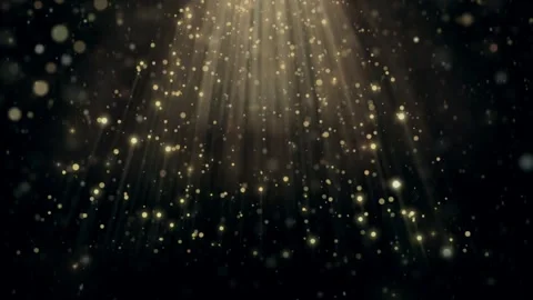 Golden light particles and glowing dust bokeh background with magical sun rays 库存影片 342895563