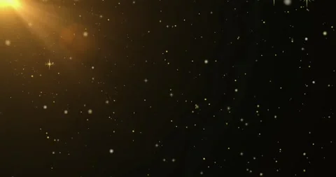 Golden Light Particles on Black Background, Abstract Animation Stock Footage 341970935