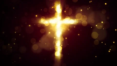 Golden Light Particles Cross Stock Footage 317840669