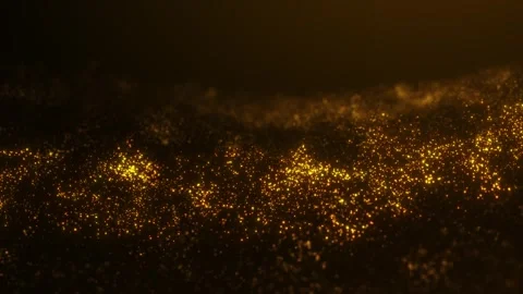Golden light particles drift across a dark scene with soft bokeh glow and r.. Stock-Footage 332066493