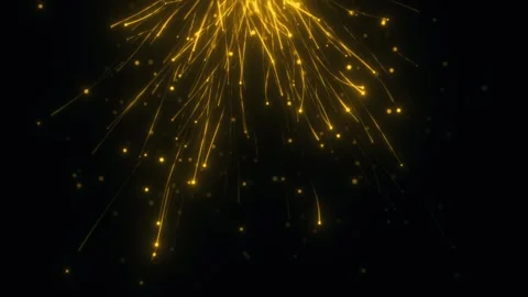 Golden light particles falling down from top against black background Stock Footage 327511050