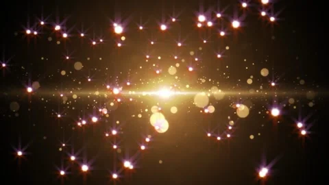 Golden light particles floating on black background Stock-Footage 337447713