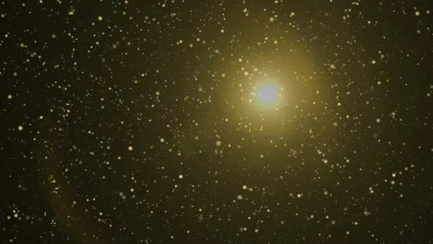 Golden light particles floating in dark space with glowing bokeh lens flare 库存影片 342895301