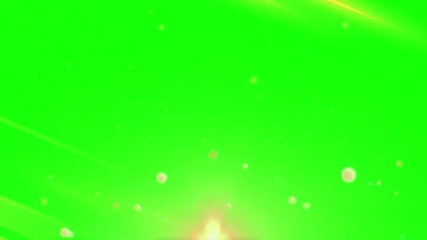Golden light particles floating upwards against vibrant green chroma key Video stock 342118683