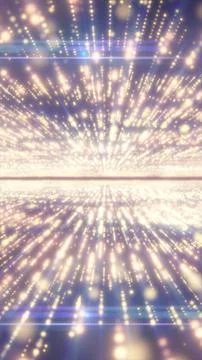 Golden light rays and particle streaks rushing toward horizon, futuristic w.. 스톡 일러스트