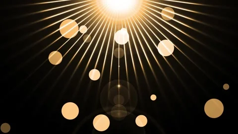 Golden light rays with bokeh background animation Stock Footage 328421407