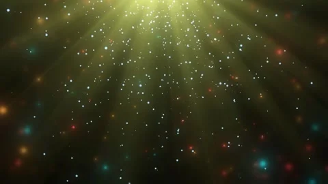 Golden light rays with floating particles and bokeh background for festive Video stock 341907853