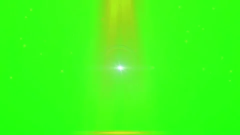 Golden light rays with lens flare and floating particles on a green screen Stock Footage 343807353