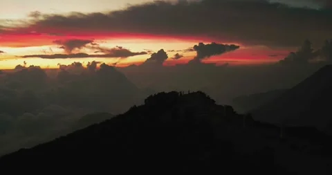 Golden Light Rays Over Gunung Gede Volcano Stock Footage 329077665