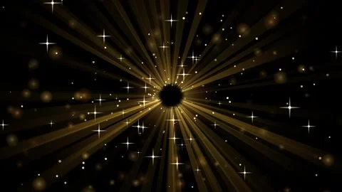 Golden light rays radiating from central dark circle with sparkling stars m.. Stock Footage 345572834