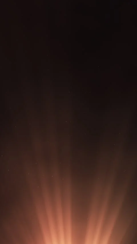 Golden light rays shine upwards, particles and dust float, warm glow Stock Footage 307857514