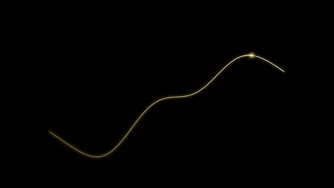 Golden light spark tracing smooth wave line on black background in dynamic .. Video stock 344905816